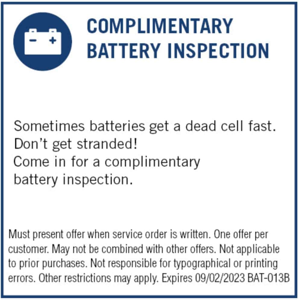 complimentary battery inspection
