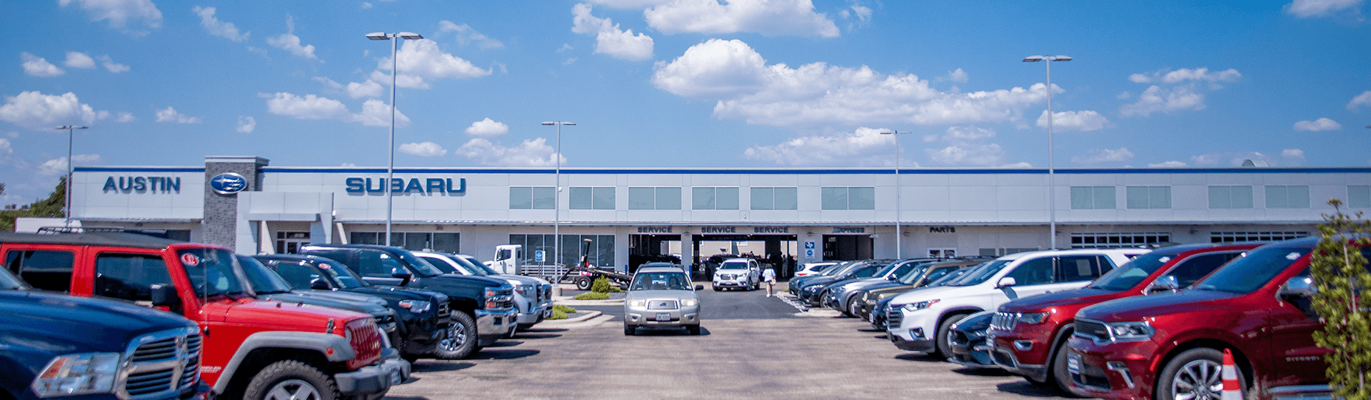 Austin Subaru Dealership image from the parking lot