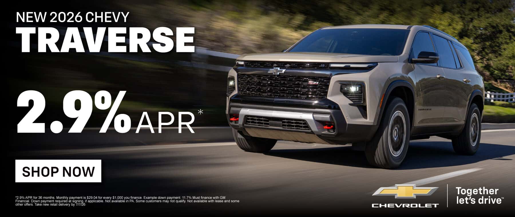 2026 Chevy Traverse 2.9% APR*