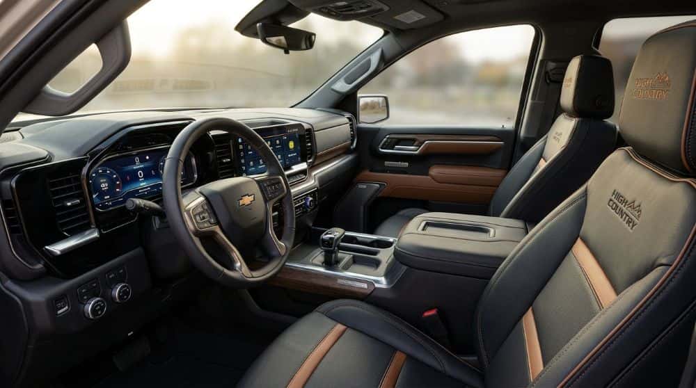 2026 Chevrolet Silverado 1500 interior showing the large touchscreen and digital driver display