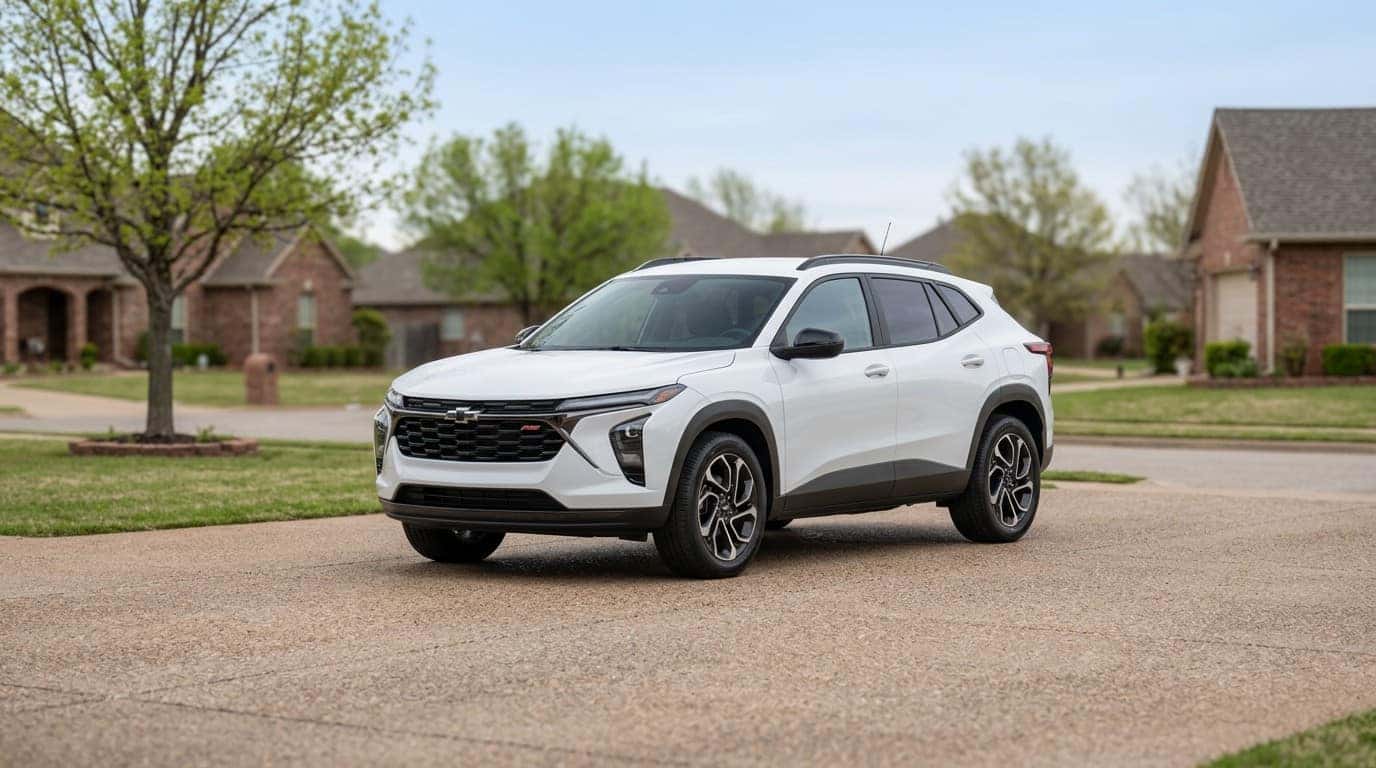 Chevrolet Trax parked in a clean residential driveway