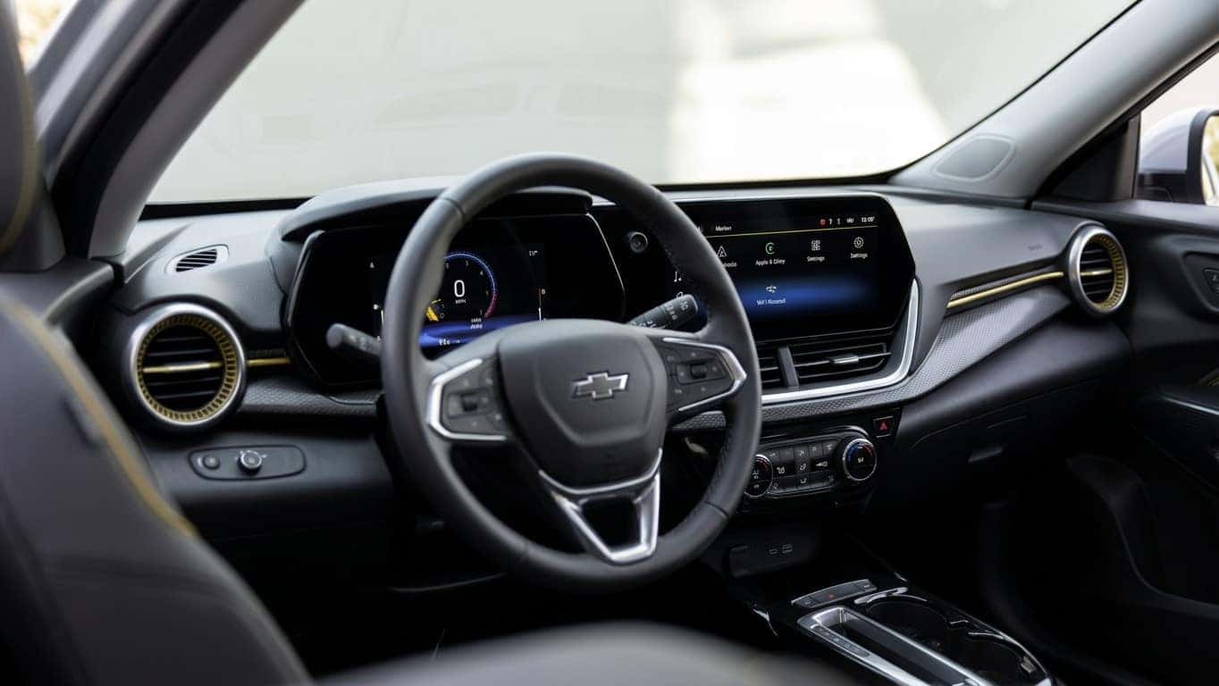Interior view of the Chevrolet Trax dashboard and touchscreen