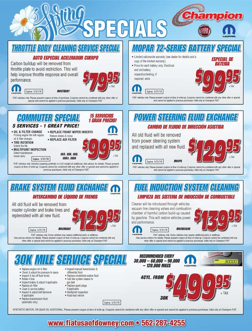 auto service specials champion fiat near cerritos