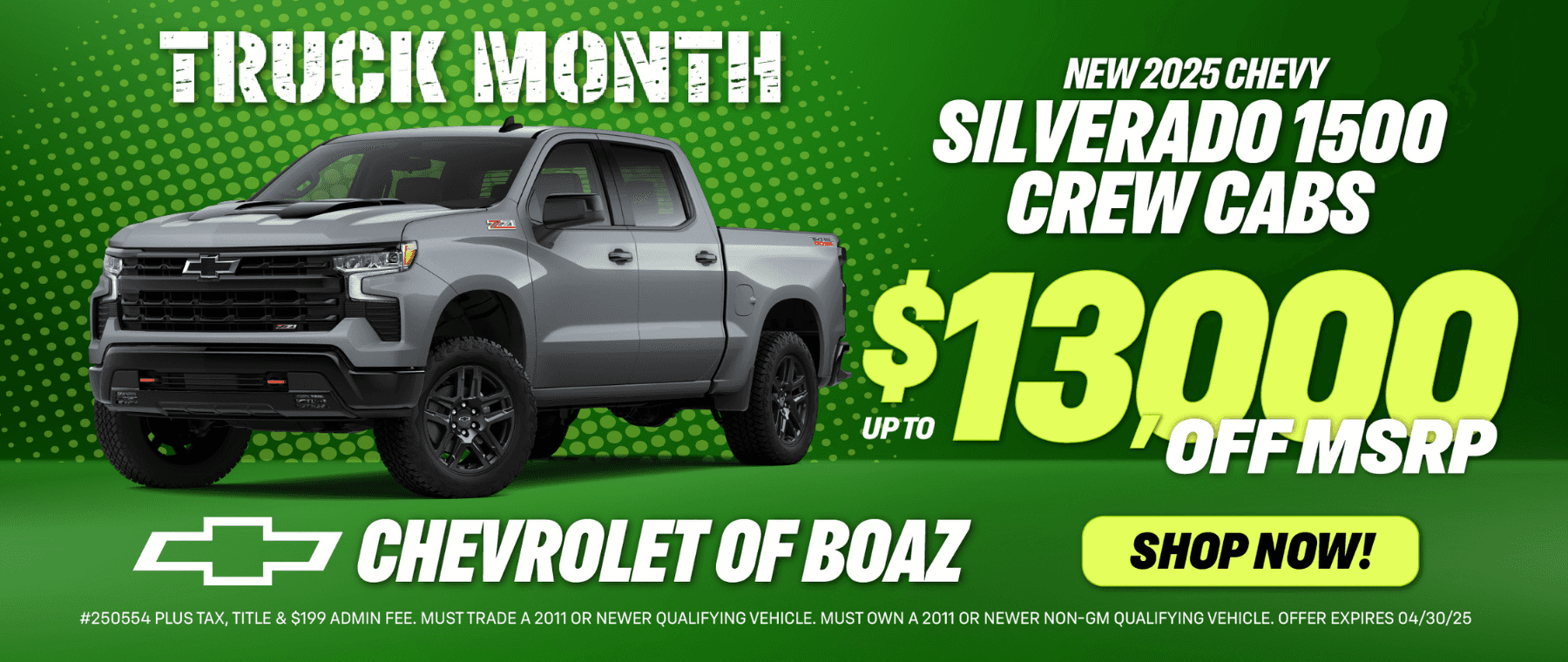 2025 Silverado Crew Cab up to $13,000 off MSRP
