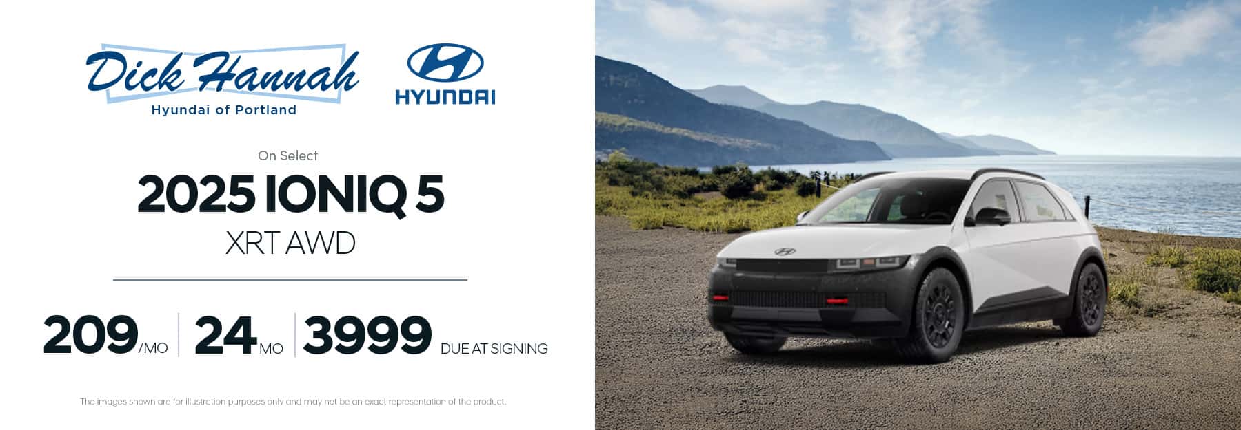 2025 IONIQ 5 XRT AWD $209/mo for 24 months $3,999 due at lease signing