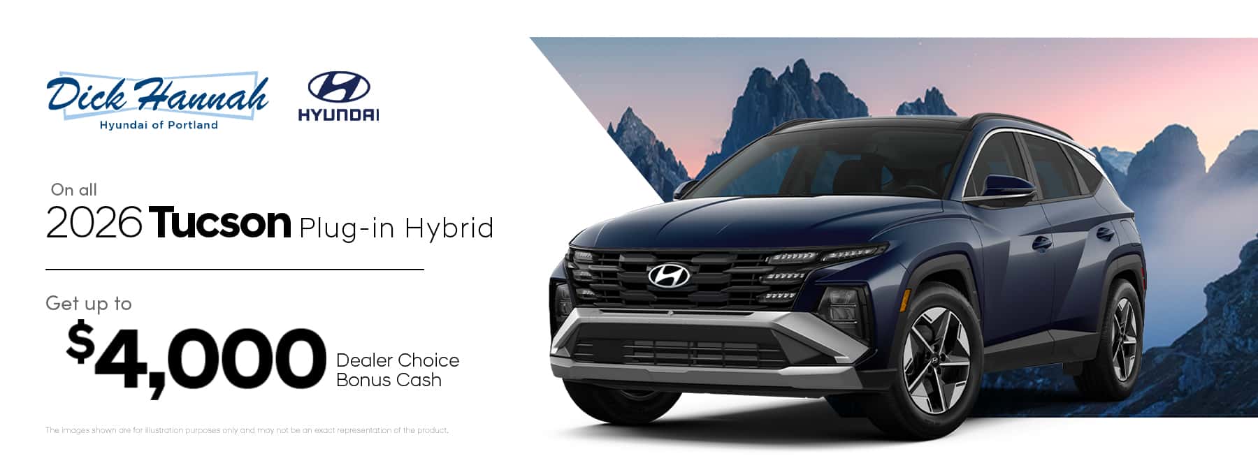 All 2026 Tucson Plug-In Hybrid $4,000 Dealer Choice Bonus Cash