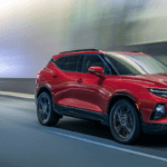 2020 Chevrolet Blazer driving through a tunnel at night