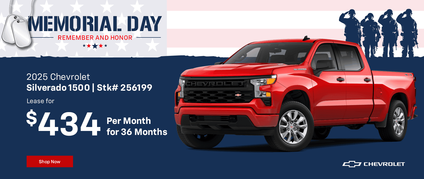 Stk# 256199 – 2025 Chevrolet Silverado 1500- 36X $434/mo.