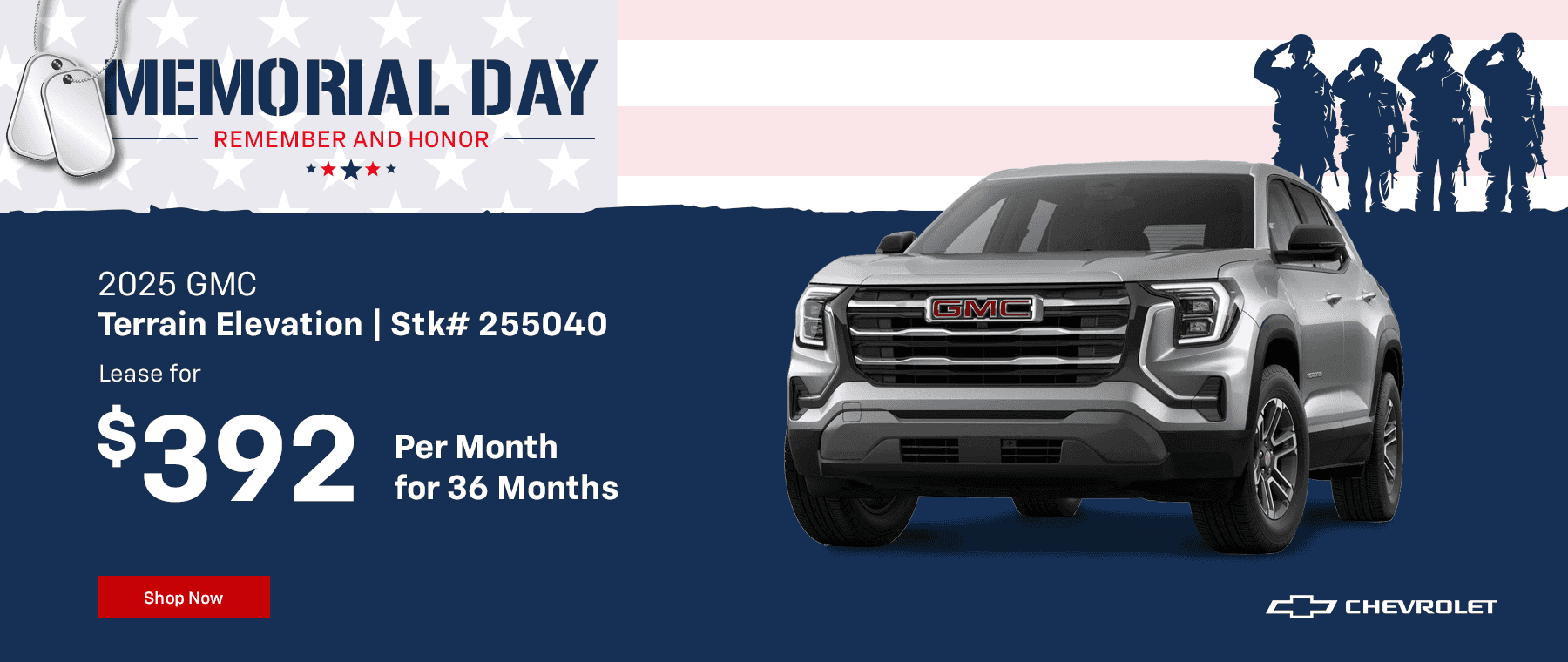 Stk# 255040- 2025 GMC Terrain Elevation- 36X $392/mo.