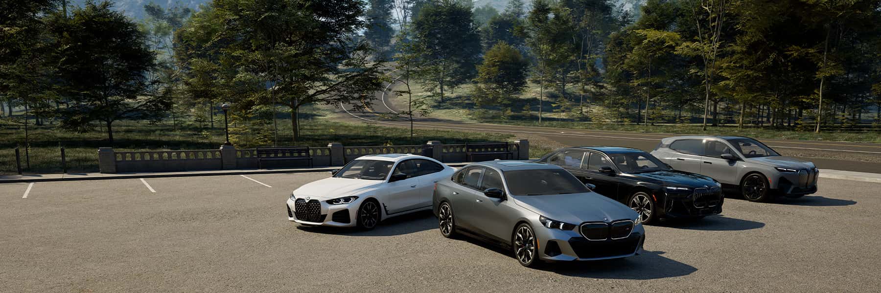 2026 BMW's parked in forest landscape.