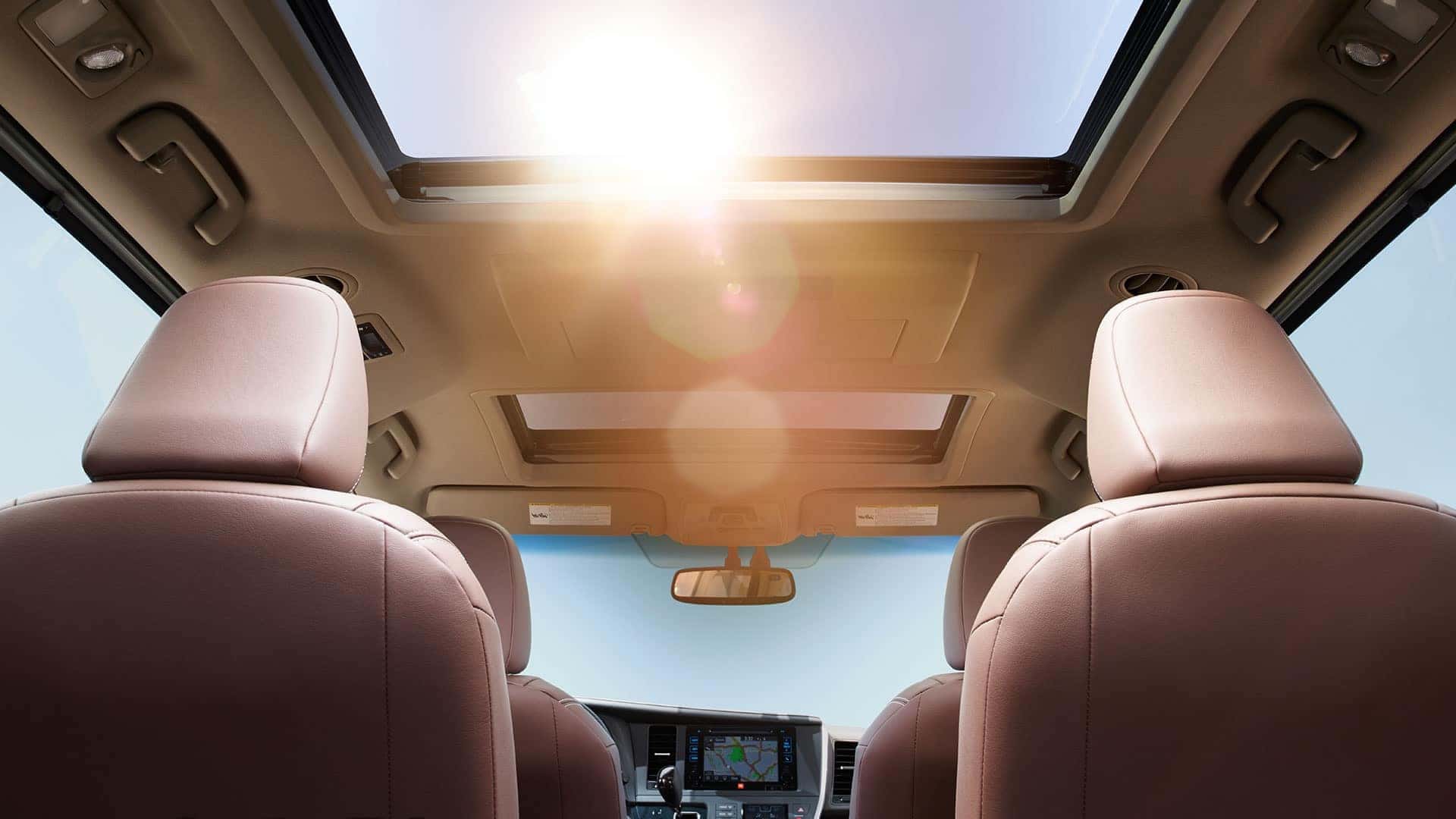 2017 Toyota Sienna Limited Premium FWD interior Chestnut with White Accent Stitching