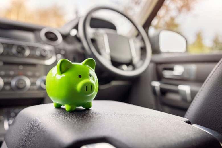 piggy bank in a car
