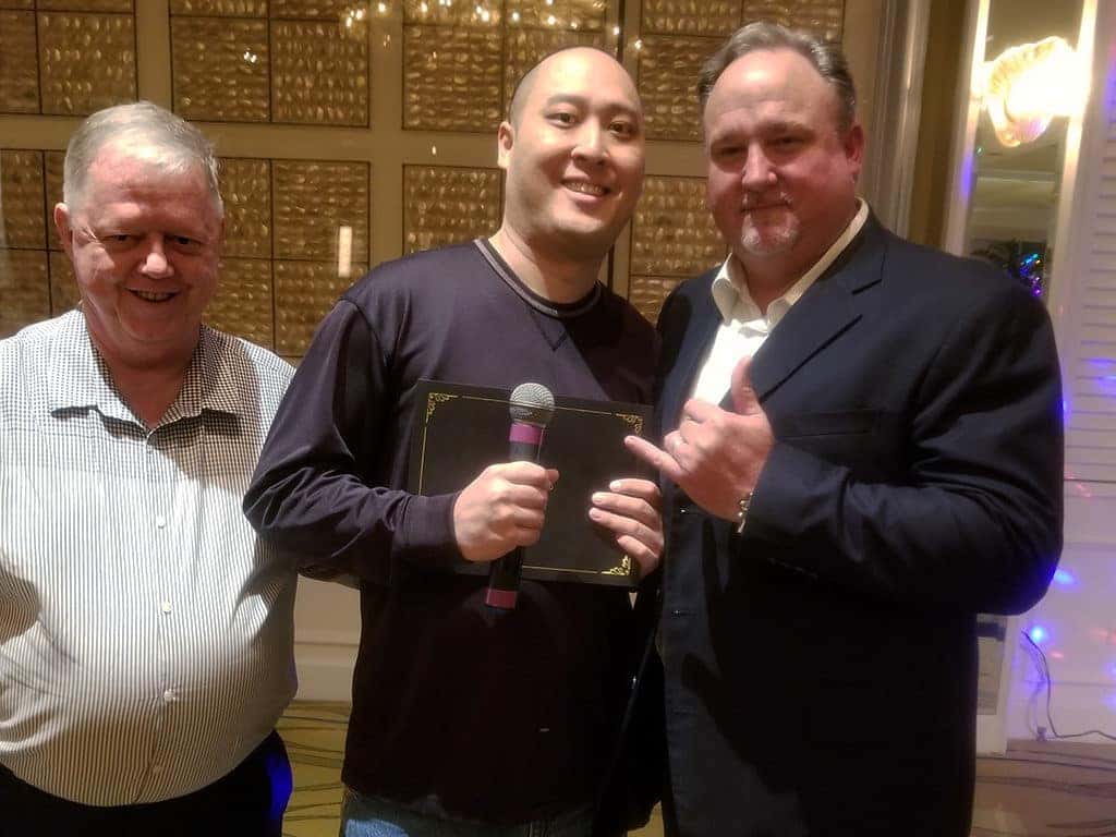GM Dennis Rademacher (left), Ron Loo, Jim Chaisson, Fletcher Jones Hawaii President (right)
