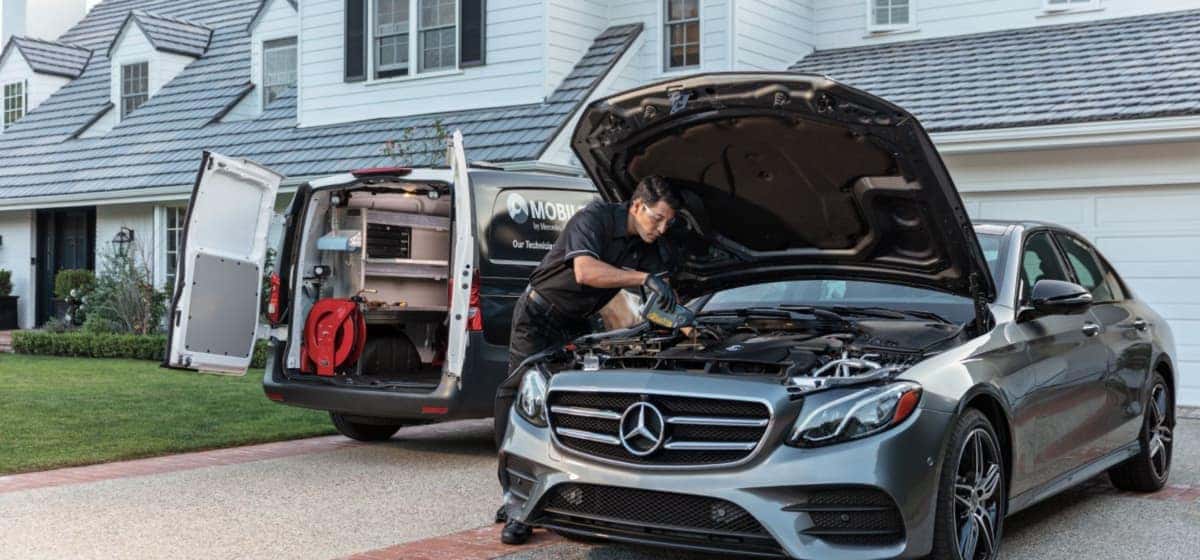 Mercedes-Benz mechanic performing service at home