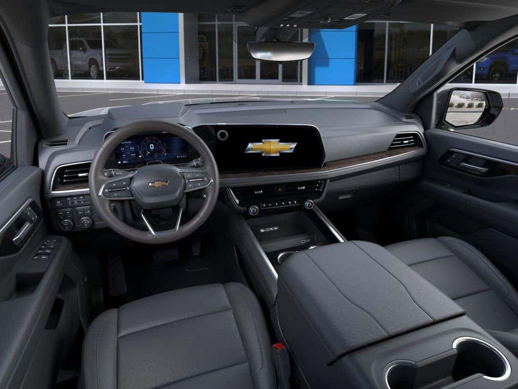 Driver view of the 2025 Chevy Tahoe interior with digital display at Greg Hubler Chevrolet Camby IN