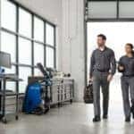 Chevrolet certified technicians walking through service center at Greg Hubler Chevrolet Camby IN