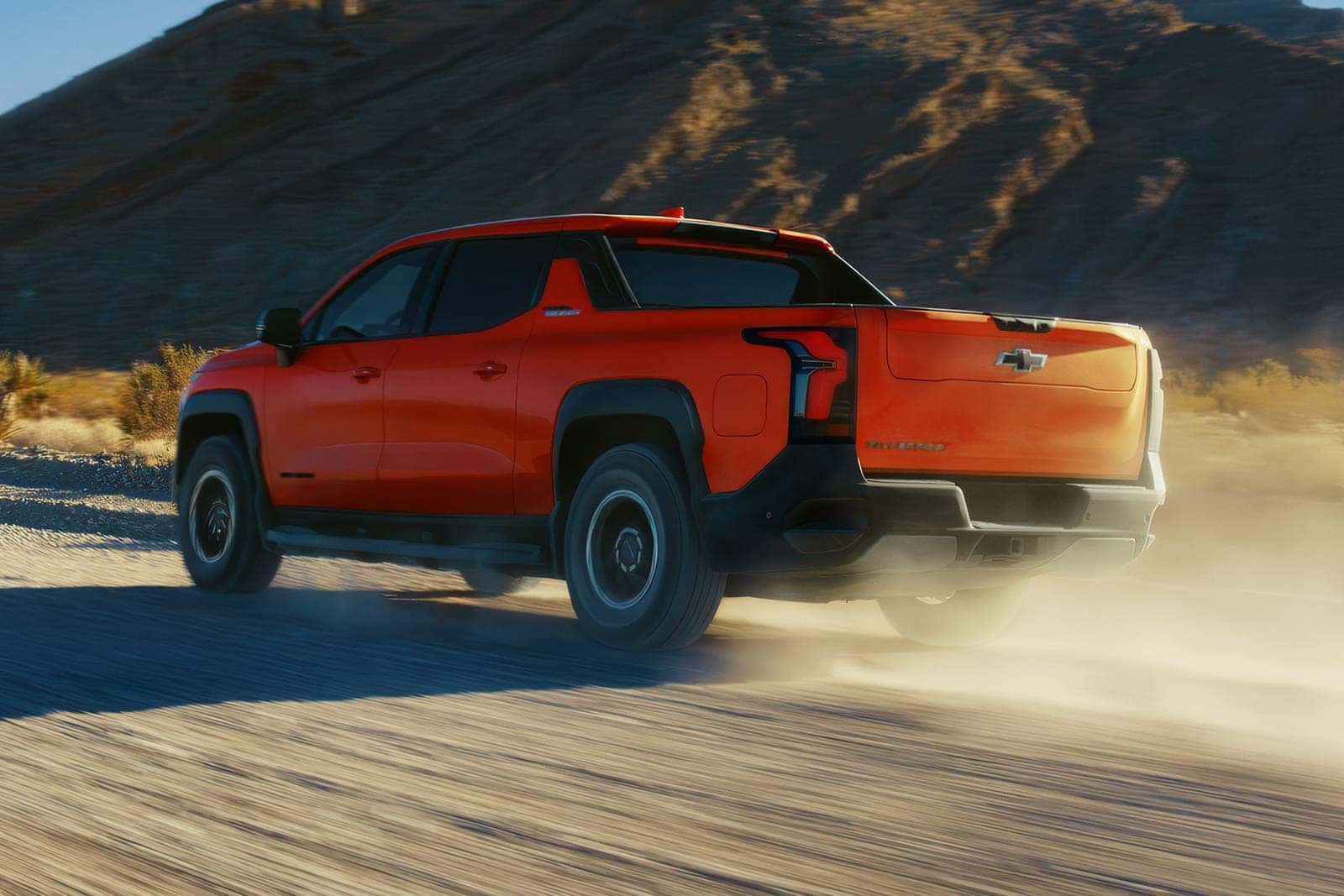 2026 Chevy Silverado EV driving in the desert