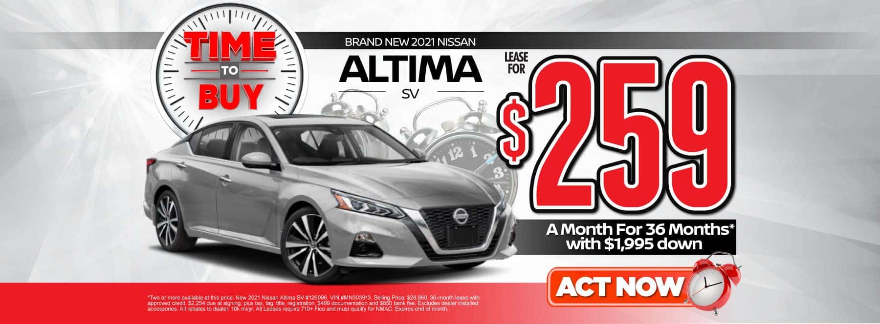 New 2021 Nissan Altima | Lease for $259 a month | Act Now