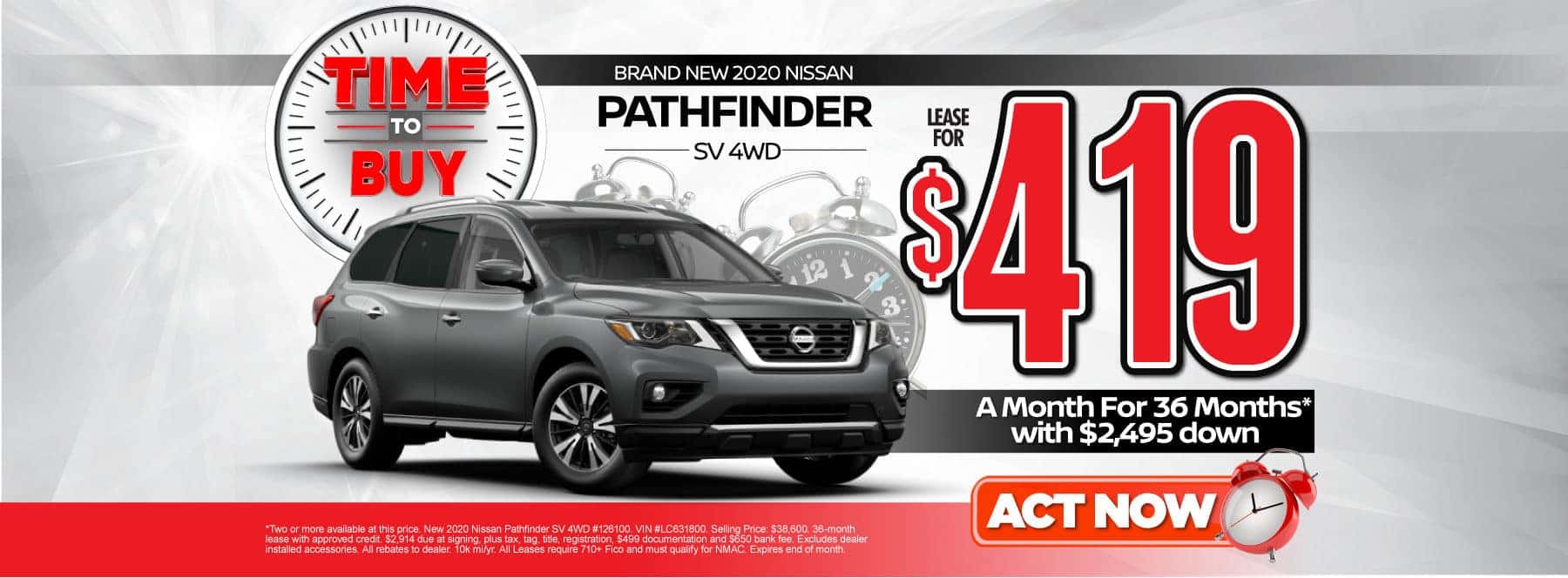 New 2020 Nissan Pathfinder | Lease for $419 a month | Act Now