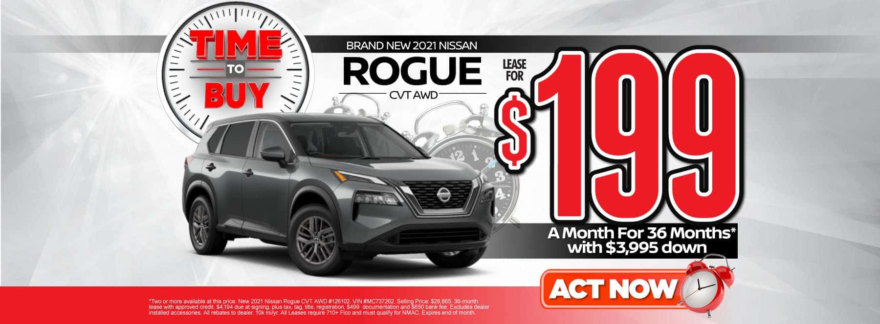 New 2021 Nissan Rogue | Lease for $199 a month | Act Now