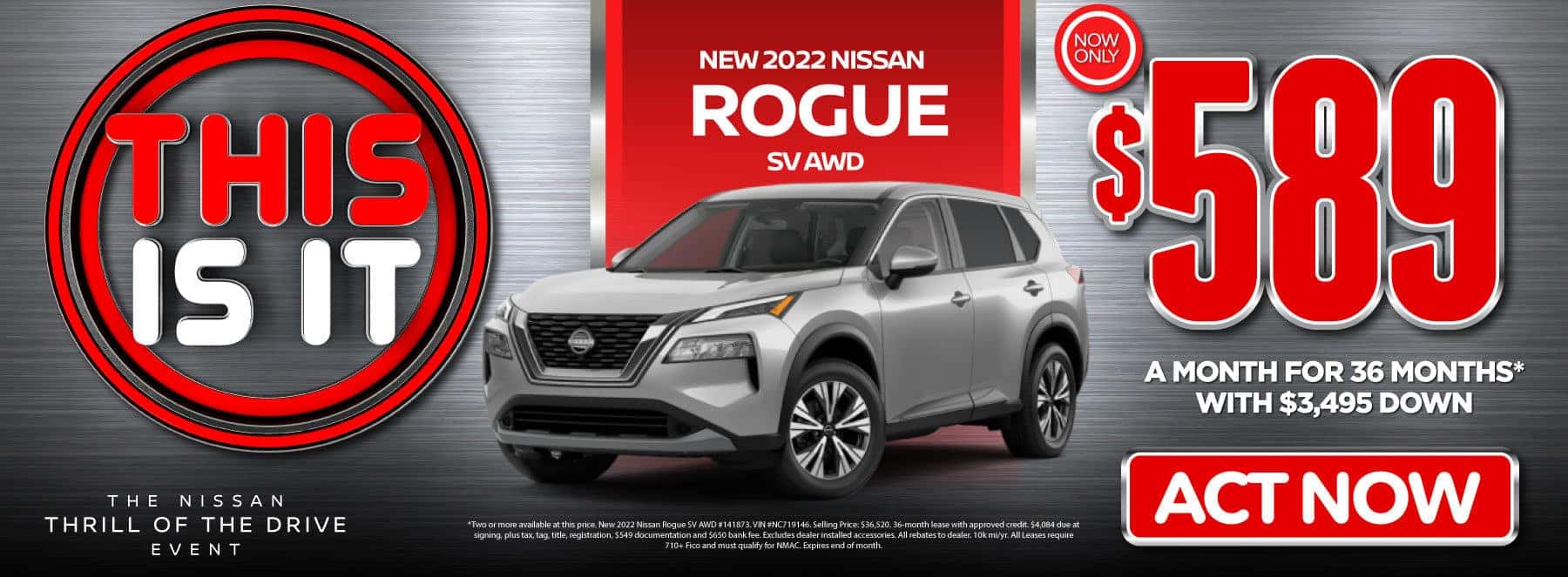 New 2022 Nissan Rogue SV - Now Only $589 a month for 36 months* ACT NOW