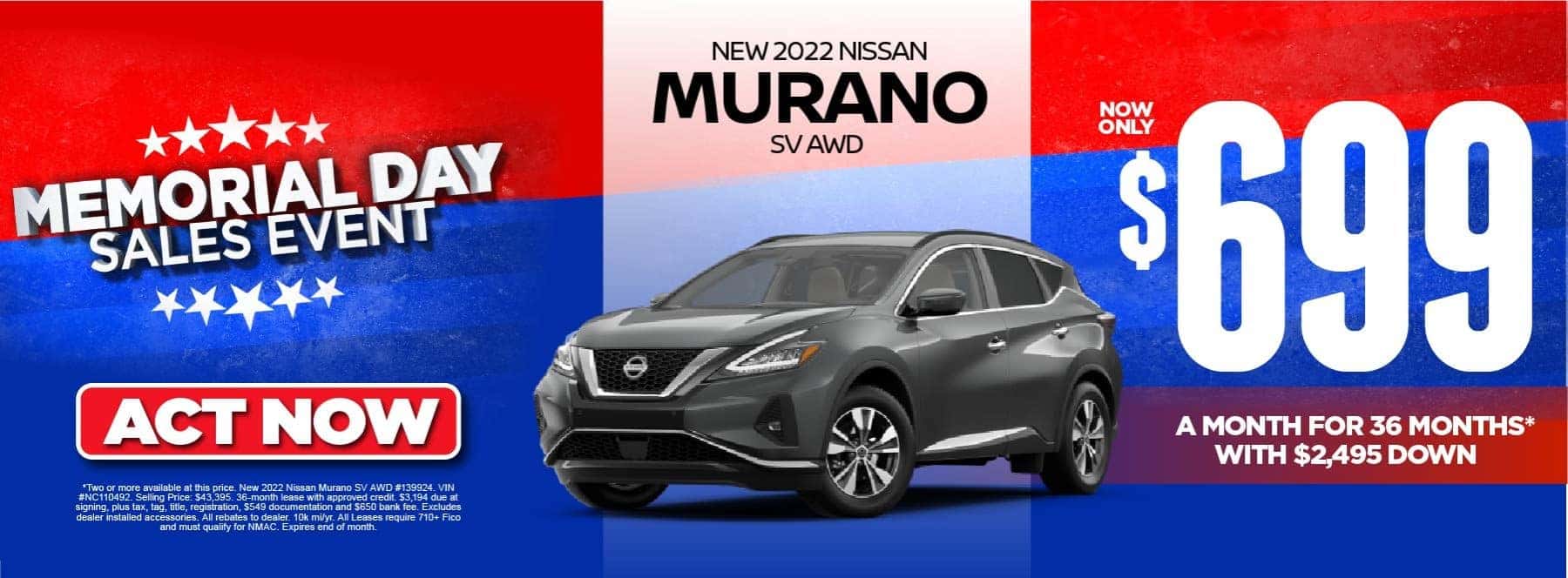 NEW 2022 NISSAN MURANO SV AWD $659/mo | ACT NOW