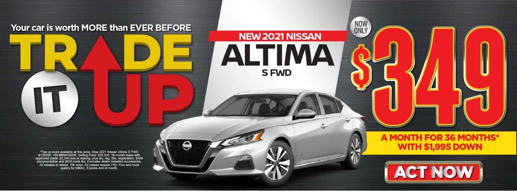 NEW 2021 NISSAN ALTIMA S FWD $349 for 36 months with $1,995 down