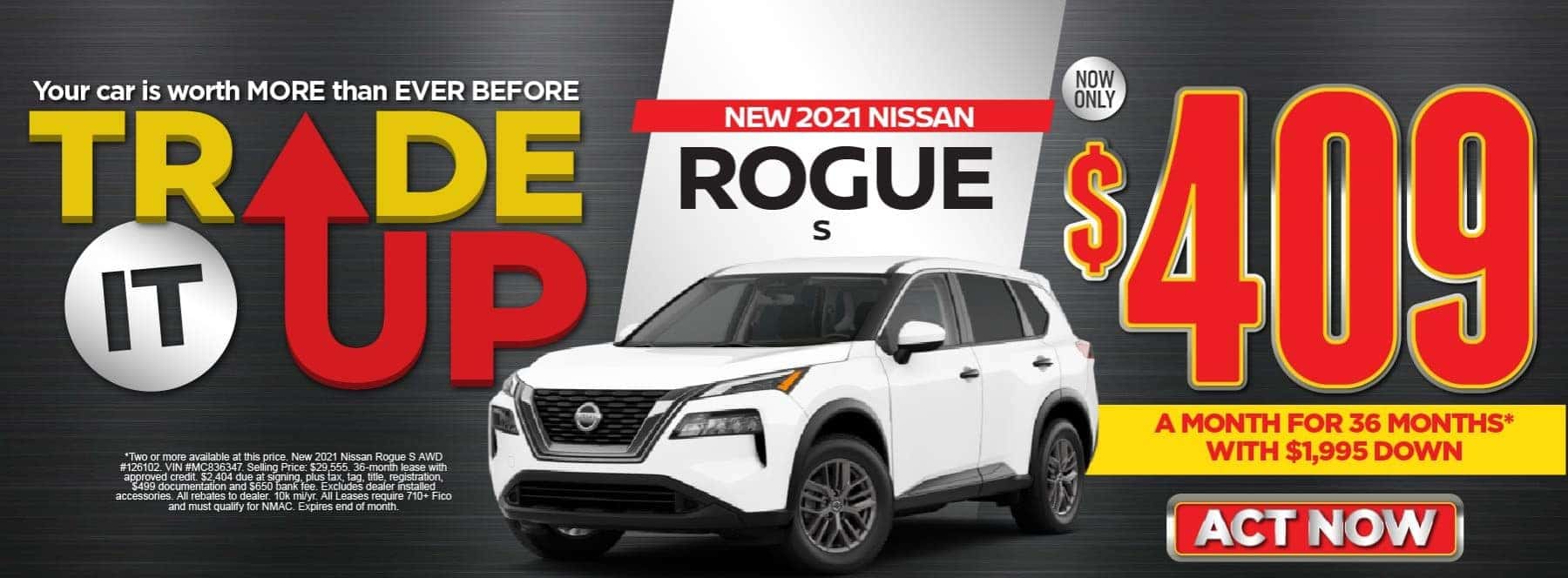 NEW 2021 NISSAN ROGUE S AWD $409/mo 36 months and $1,995 down