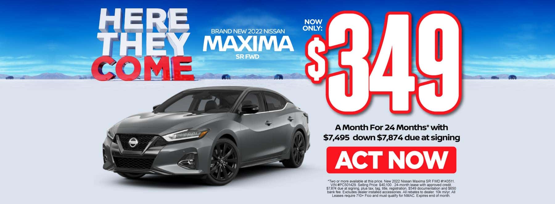 New 2022 Nissan Maxima $349/mo. Act Now