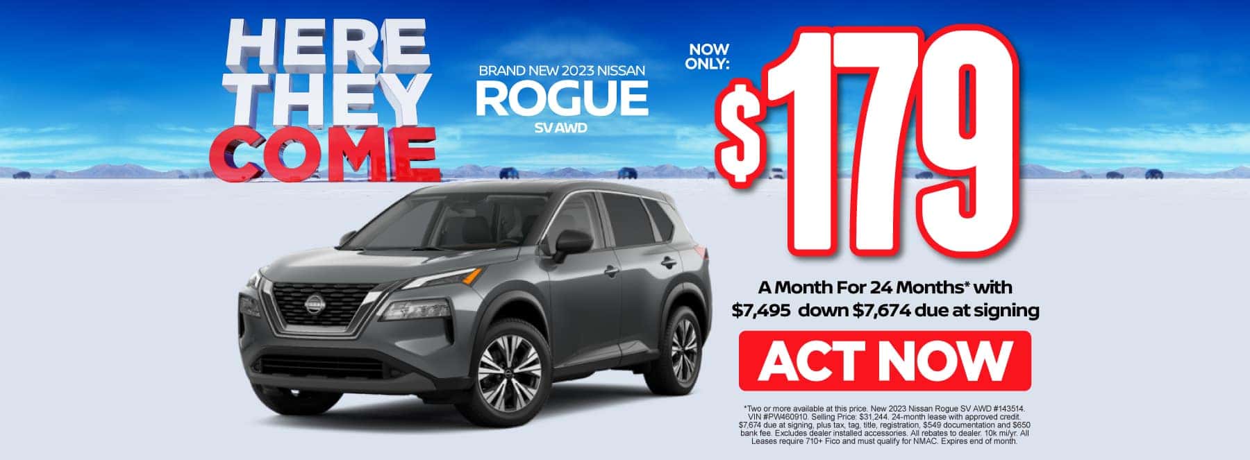 New 2023 Nissan Rogue $179/mo. Act Now