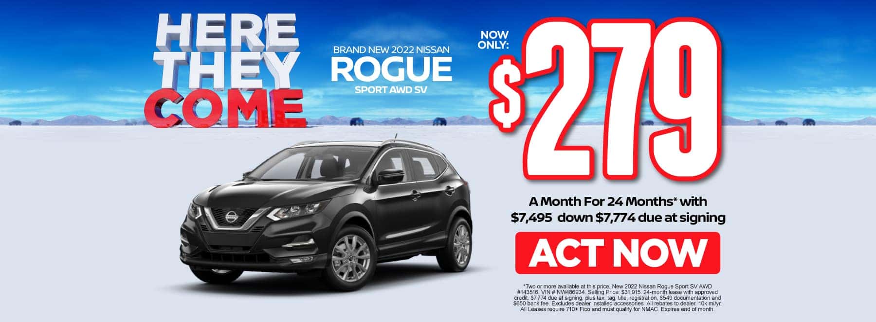 New 2022 Nissan Rogue Sport $279/mo. Act Now