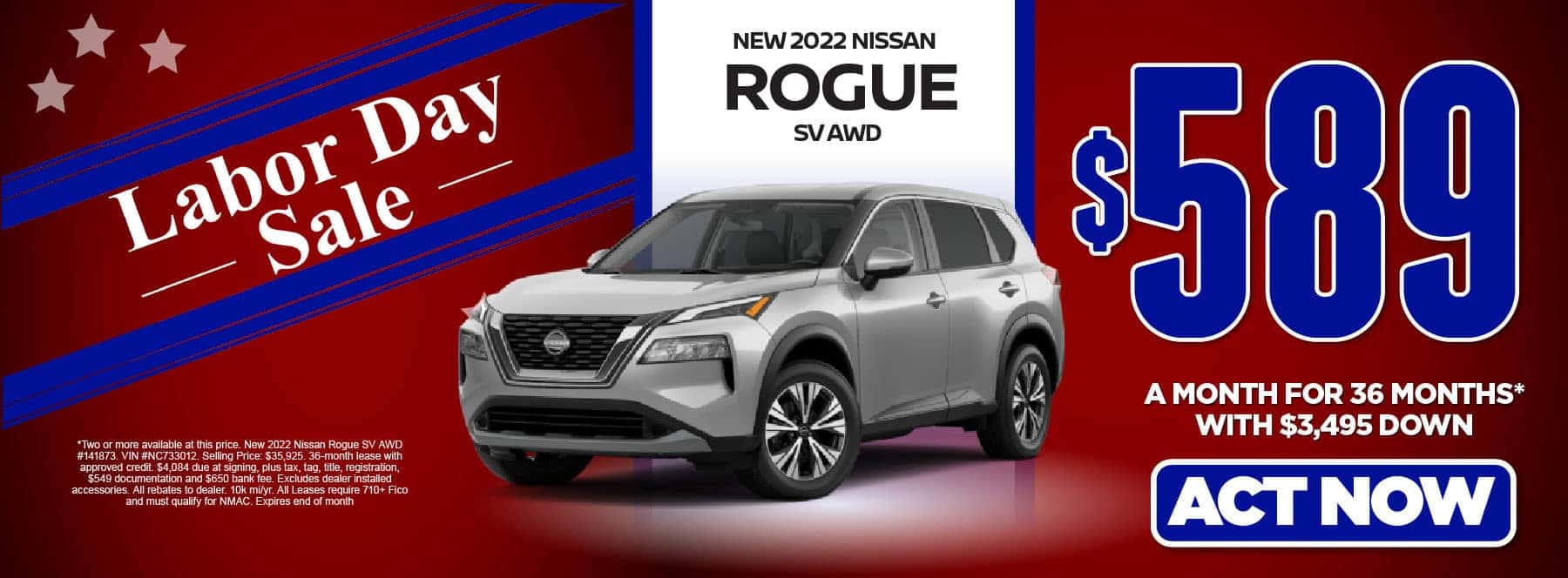 NEW 2022 ROGUE SV AWD $589/mo 36 months and $3,495 down