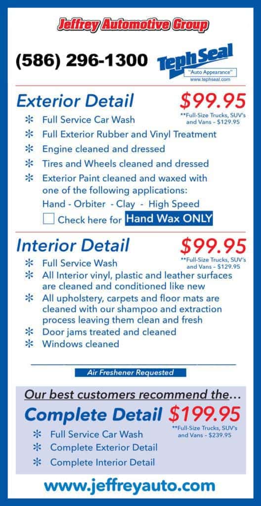 Jeffrey Automotive Detailing Specials