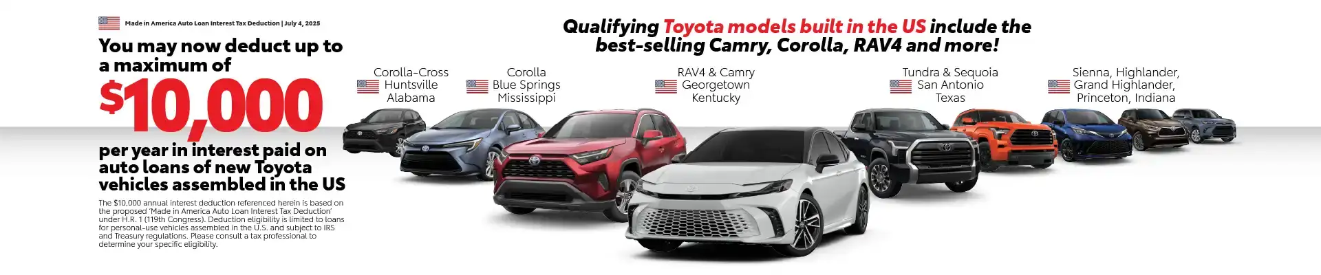Toyota made in the USA finance tax deduction