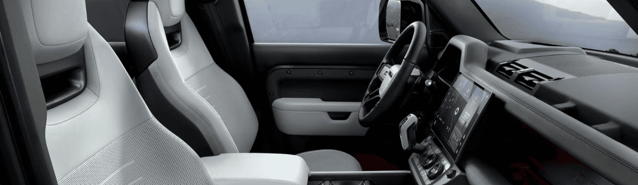 Interior view of the Land Rover Defender Octa featuring premium materials and cutting-edge off-road technology