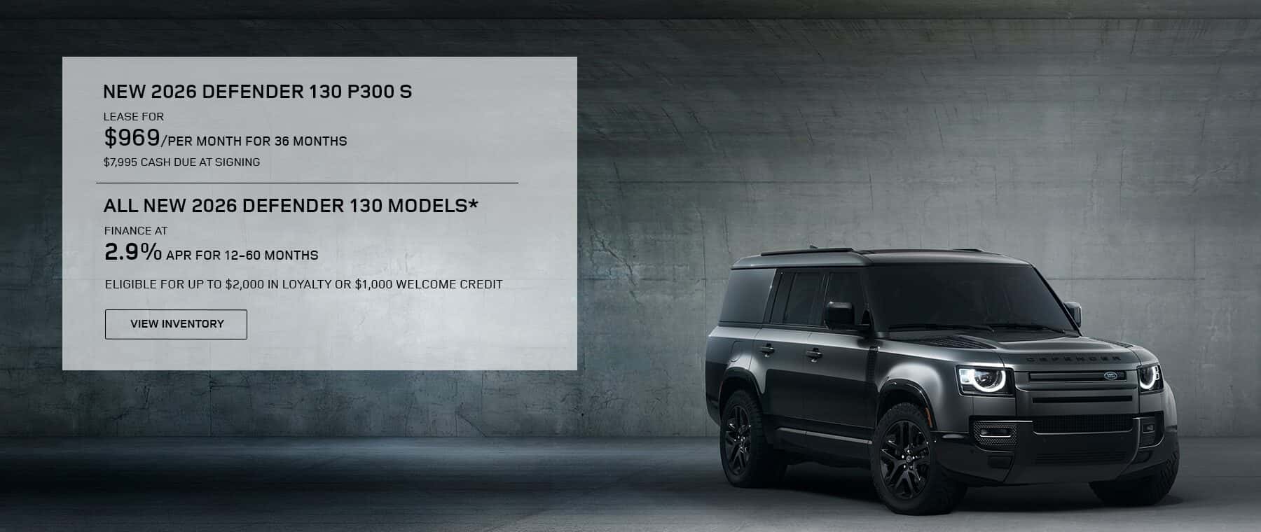 New 2026 Defender 130 Lease and APR Offer. View Inventory