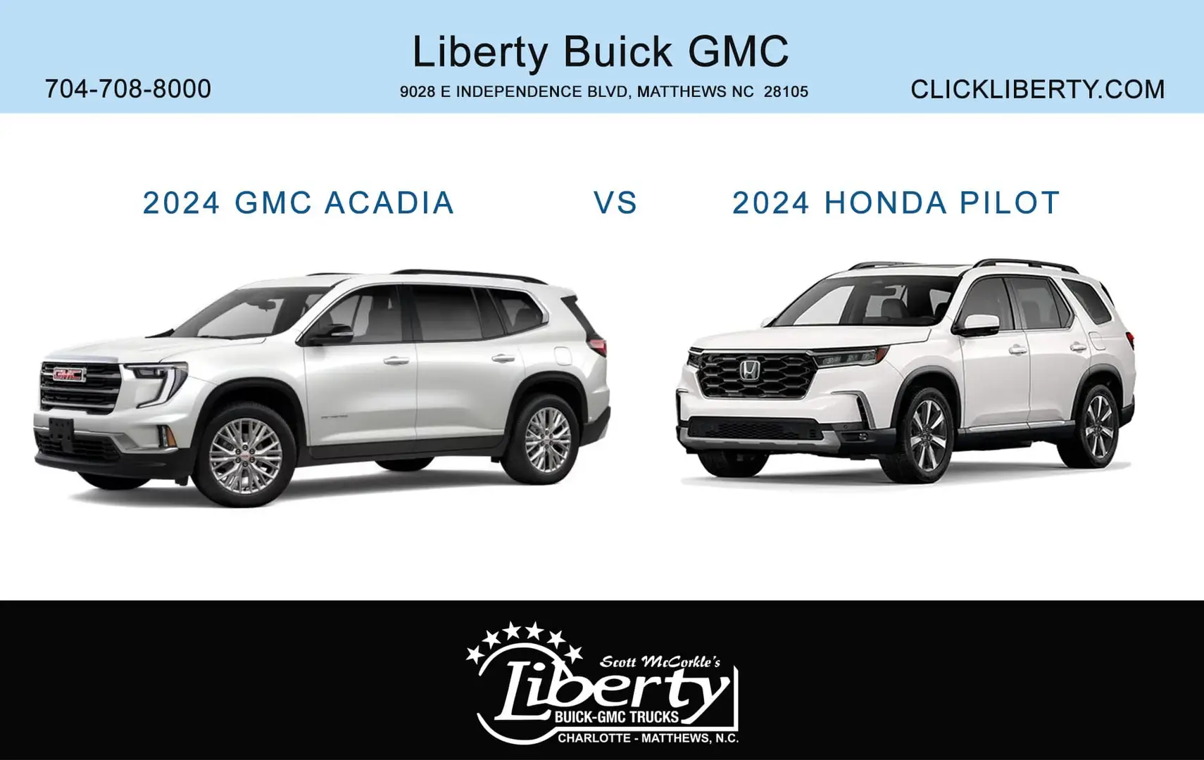 The 2024 GMC Acadia vs The 2024 Honda Pilot Liberty Buick GMC