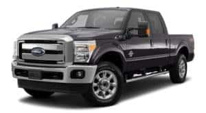 A black 2015 Ford F-250 is facing left.