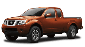 Orange Used Nissan Frontier angled left