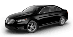 Black Used Ford Taurus angled left