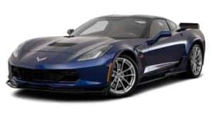 A dark blue 2019 Chevy Corvette is facing left.