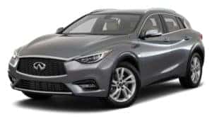 A grey 2018 INFINITI QX30 is facing left.