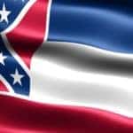 illustration of the flag of the state of Mississippi with silky appearance and waves