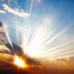beautiful colorful sunset with sun rays