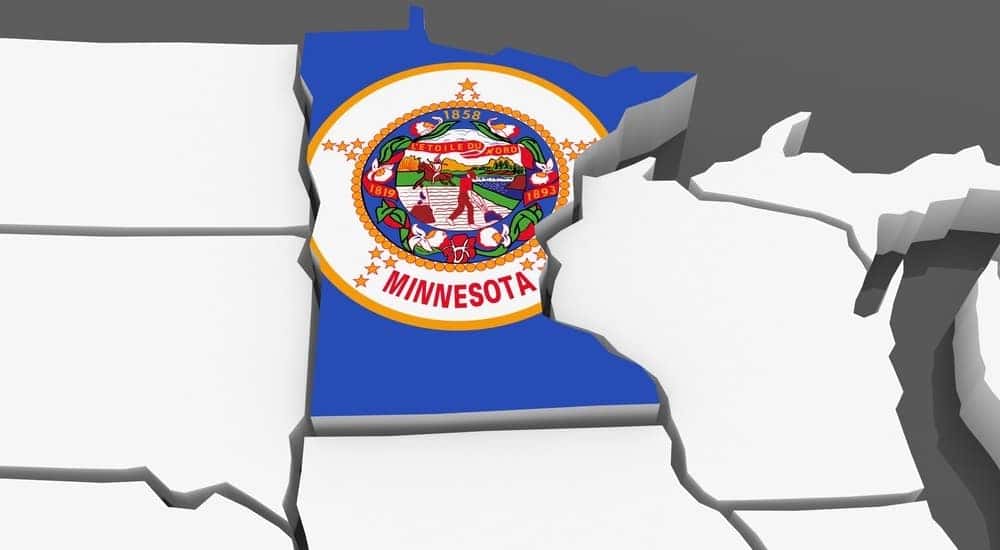 Three-dimensional map of Minnesota. USA. 3d