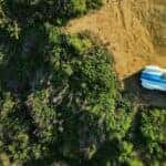 Ariel view of a white Shelby Cobra.