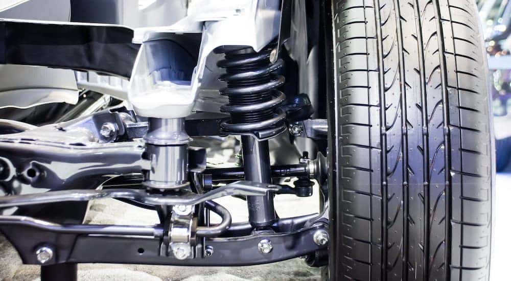 Cross-section of a car's suspension.