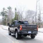 A grey 2020 Chevy Silverado 2500 HD from the rear.