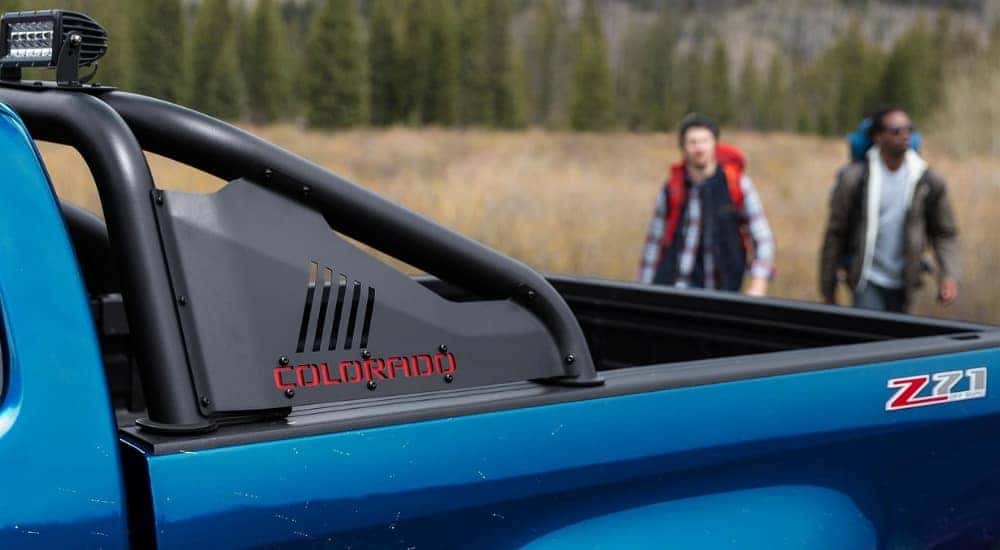 Roll bar on a blue 2015 Chevy Colorado Z71 Trail Boss.