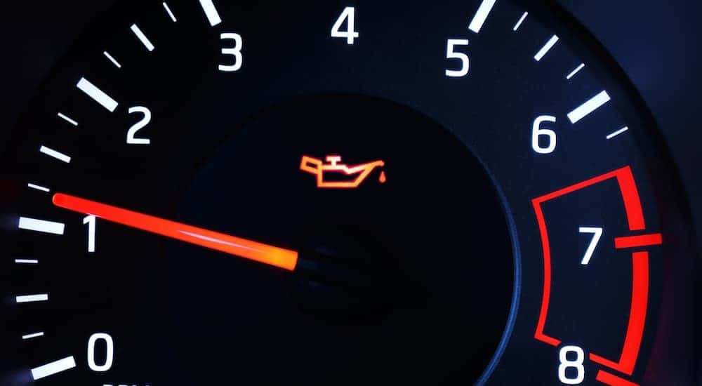 Oil change warning light is on.